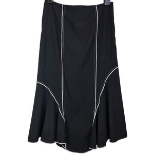 Michaels Black A-Line Wool Blend Maxi Skirt with White Stitching Size 6